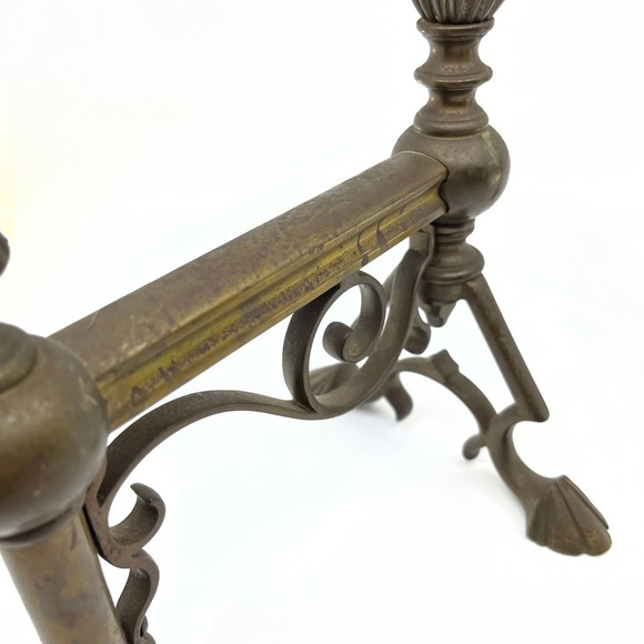 Antique 19th Century Victorian Brass Fire Dogs Andirons Reeded Finials Set TC7 - Picture 5 of 5